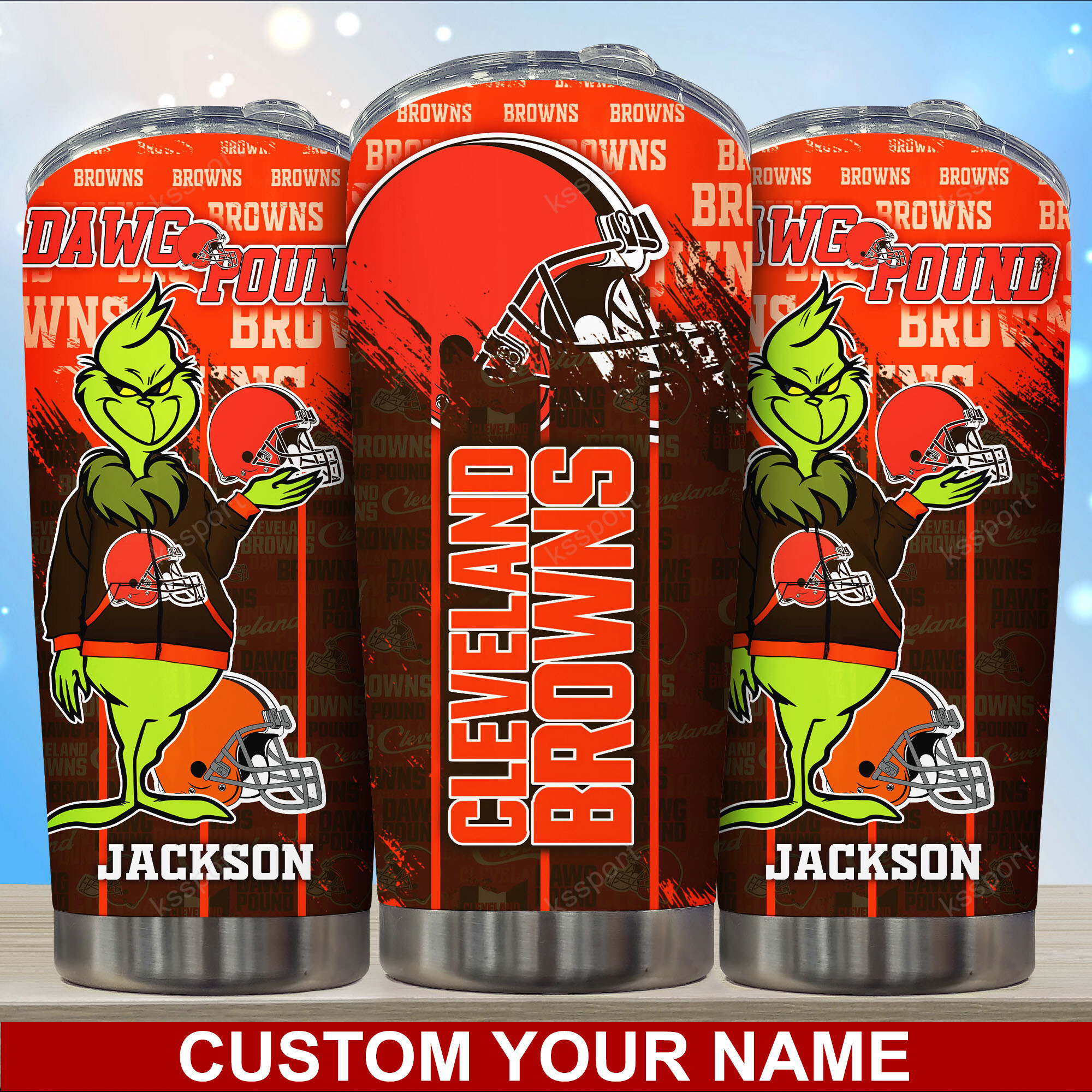 Cleveland Browns Custom Name Tumbler - Customized Tumbler for Browns Enthusiasts