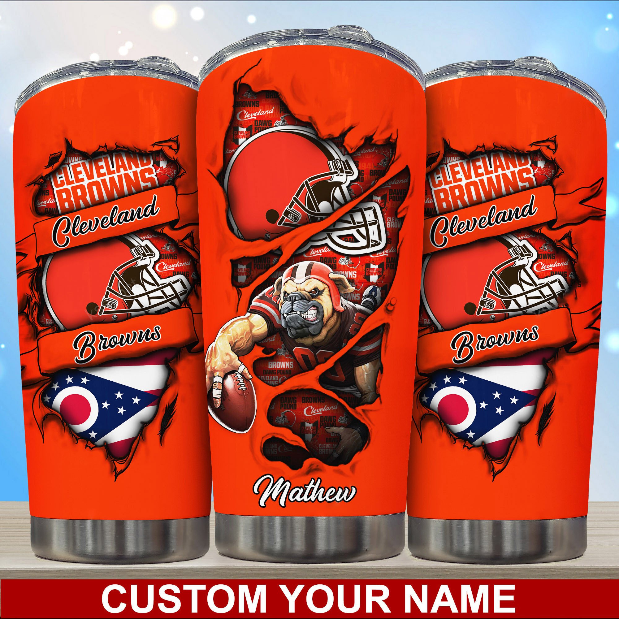 Cleveland Browns Custom Name Tumbler - Show Your Browns Pride with a Custom Tumbler