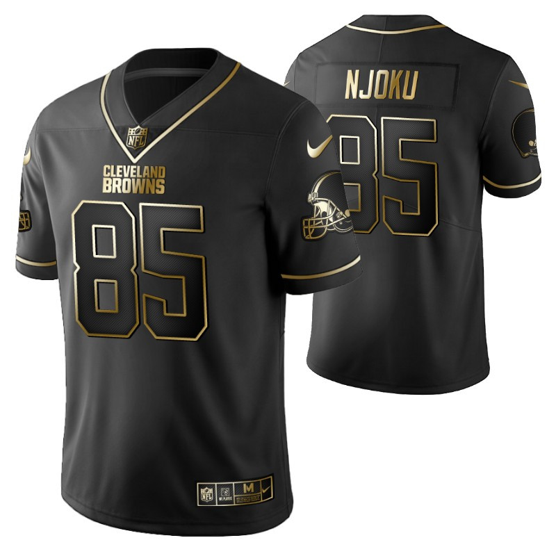 Cleveland Browns David Njoku 85 2021 Nfl Golden Brandedition Black Jersey Gift For Browns Fans