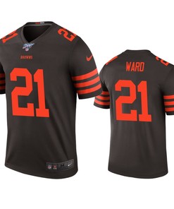 Cleveland Browns Denzel Ward Brown 100th Season Color Rush Legend Jersey