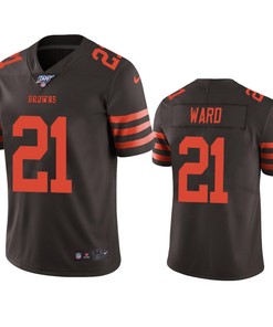 Cleveland Browns Denzel Ward Brown 100th Season Color Rush Limited Jersey