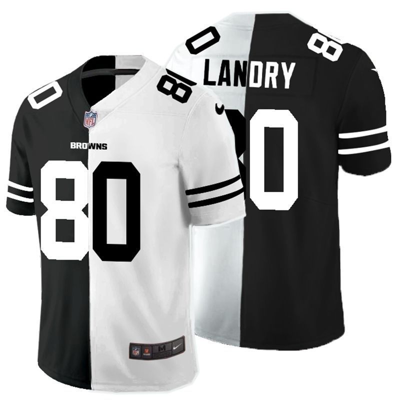 Cleveland Browns Jarvis Landry #80 Nfl 2020 Black And White Jersey