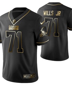 Cleveland Browns Jedrick Wills 71 2021 Nfl Golden Brandedition Black Jersey Gift For Browns Fans