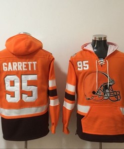 Cleveland Browns Myles Garrett #95 Nfl 2020 Orange Hoodie Jersey