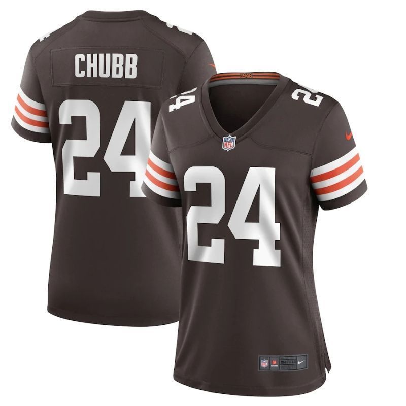 Cleveland Browns Nick Chubb #24 Nfl 2020 Brown Womens Jersey