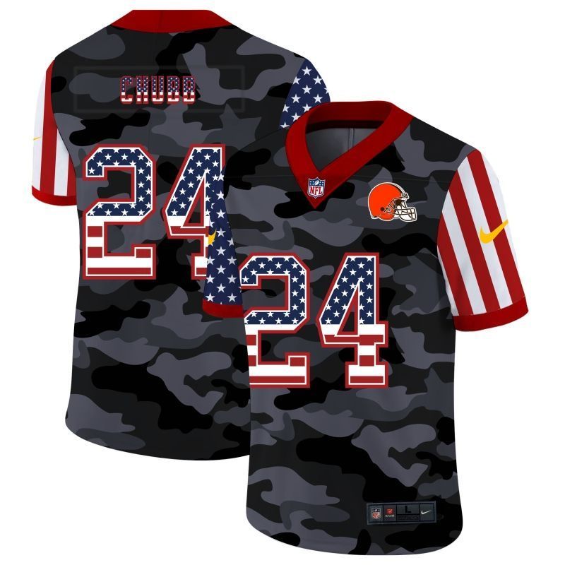 Cleveland Browns Nick Chubb #24 Nfl 2020 Camo Black Jersey
