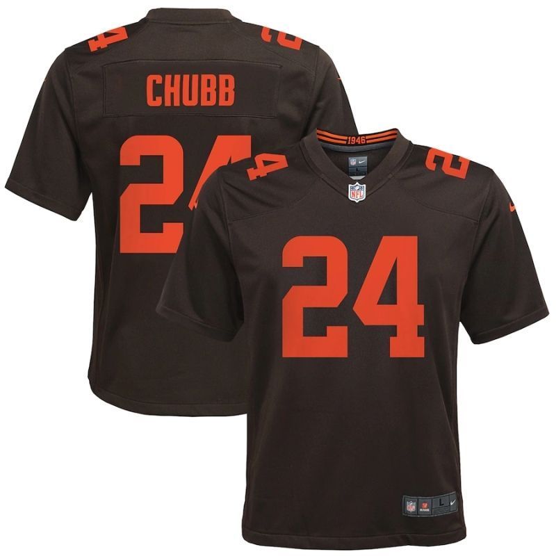 Cleveland Browns Nick Chubb #24 Nfl 2020 Dark Brown Jersey
