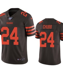 Cleveland Browns Nick Chubb Brown 100th Season Color Rush Limited Jersey