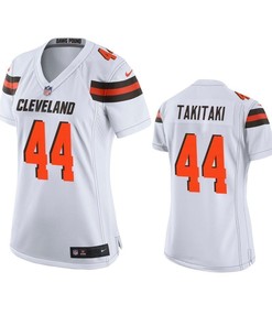 Cleveland Browns Sione Takitaki 2019 Nfl Draft White Game Womens Jersey