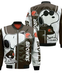 Cleveland Browns Snoopy Lover 3D Printed Bomber Jacket Model 1441