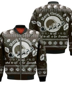Cleveland Browns To All And To All A Go Browns Ugly Christmas Festive Gift For Cleveland Browns Fans Bomber Jacket