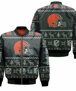 Cleveland Browns Ugly Sweatshirt Christmas 3D Bomber Jacket Model 1443