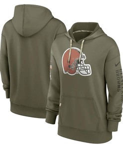 Cleveland Browns Women's 2022 Salute To Service Performance Pullover Hoodie - Olive