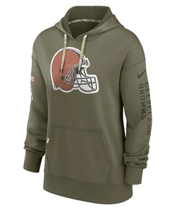 Cleveland Browns Women's 2022 Salute To Service Performance Pullover Hoodie - Olive