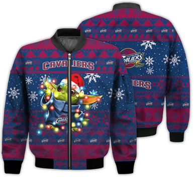 Cleveland Cavaliers Baby Yoda Star Wars Sports Football American Ugly Christmas Gifts Unisex 3D Bomber Jacket