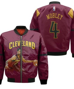 Cleveland Cavaliers Evan Mobley 4 2021 NBA Wine Icon Edition Gift For Cavaliers Fans Bomber Jacket
