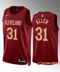 Cleveland Cavaliers Jarrett Allen 31 2022-23 Icon Edition Wine Jersey Swingman