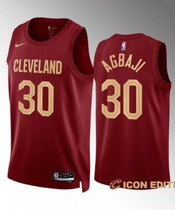 Cleveland Cavaliers Ochai Agbaji 30 2022-23 Icon Edition Wine Jersey Swingman