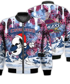 Cleveland Cavaliers Snoopy Dabbing The Peanuts Sports Football American Christmas Dripping Matching Gifts Unisex 3D Bomber Jacket