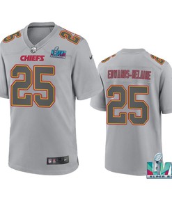 Clyde Edwards-Helaire 25 Kansas City Chiefs Super Bowl LVII Patch Atmosphere Fashion Game Jersey - Gray