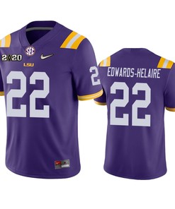 Clyde Edwards-helaire Lsu Tigers 2020 National Champions Purple Jersey