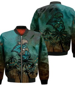 Coastal Carolina Chanticleers Bomber Jacket Coconut Tree Tropical Grunge - NCAA
