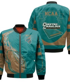 Coastal Carolina Chanticleers Bomber Jacket  - Fire Football - NCAA