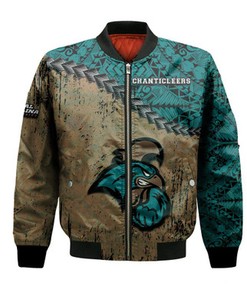 Coastal Carolina Chanticleers Bomber Jacket Grunge Polynesian Tattoo- NCAA