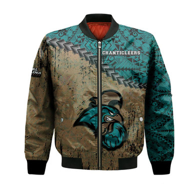 Coastal Carolina Chanticleers Bomber Jacket Grunge Polynesian Tattoo- NCAA