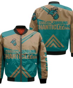 Coastal Carolina Chanticleers Football Bomber Jacket  - Stripes Cross Shoulders - NCAA
