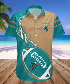 Coastal Carolina Chanticleers Hawaiian Shirt Set Flame Ball
