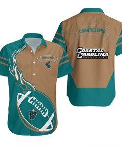 Coastal Carolina Chanticleers Hawaiian Shirt Set Flame Ball