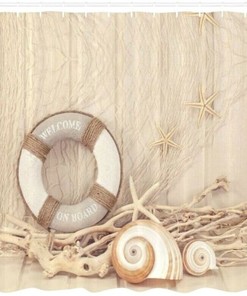 Coastal Sea Star Shell Shower Curtain Bathroom Decor 