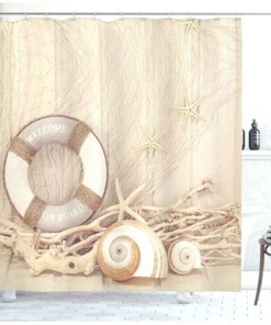 Coastal Sea Star Shell Shower Curtain Bathroom Decor