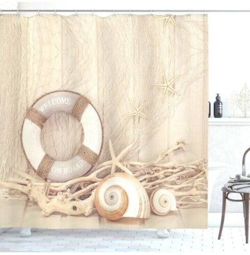 Coastal Sea Star Shell Shower Curtain Bathroom Decor