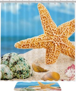 Coastal Seashell Starfish Shower Curtain for Your Home Decor