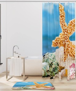 Coastal Seashell Starfish Shower Curtain for Your Home Decor