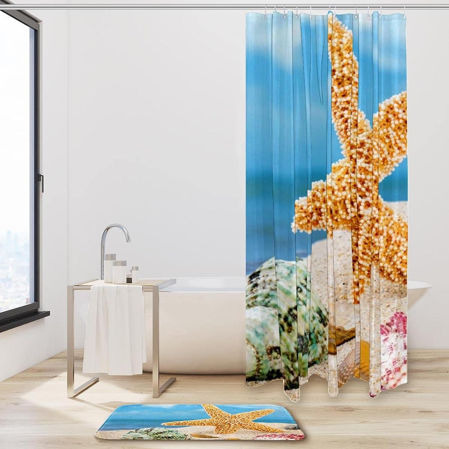 Coastal Seashell Starfish Shower Curtain for Your Home Decor