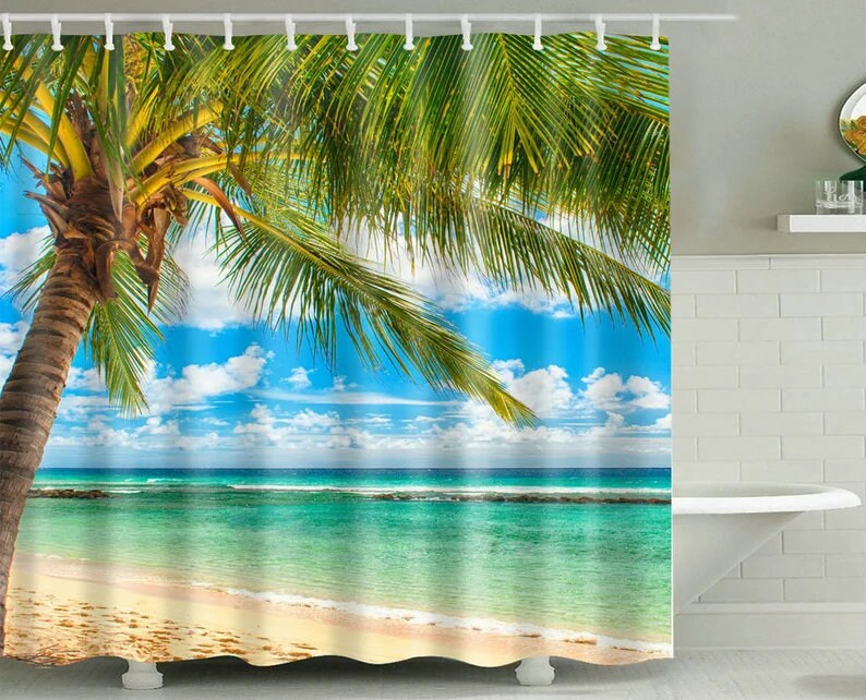 Coconut Tree Shower Curtain for Your Beach Chic Bathroom Decor