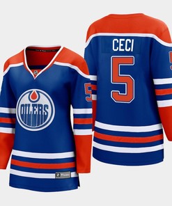 Cody Ceci 5 Edmonton Oilers 2022-23 Home Women Premier Breakaway Player Jersey Royal