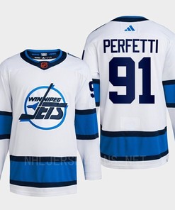 Cole Perfetti 91 Reverse Retro 2.0 2022 Winnipeg Jets White Jersey Primegreen