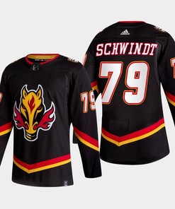 Cole Schwindt 79 Calgary Flames Alternate Black Jersey 2022-23