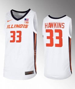 Coleman Hawkins 33 Illinois Fighting Illini White Jersey 2022-23 Home Basketball