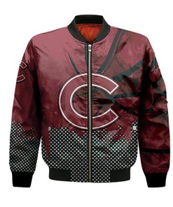 Colgate Raiders Bomber Jacket Basketball Net Grunge Pattern- NCAA