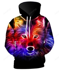 Coloful Wolf 3D Hoodie Zip Hoodie