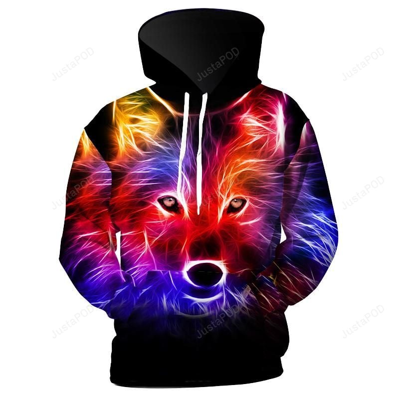 Coloful Wolf 3D Hoodie Zip Hoodie