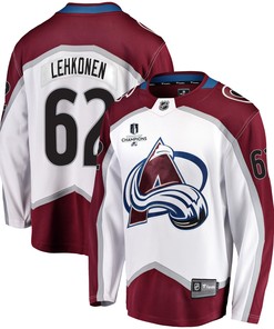 Colorado Avalanche Artturi Lehkonen 62 Away 2022 Stanley Cup Champions Breakaway Men Jersey - White