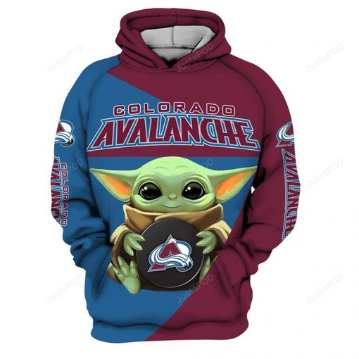 Colorado Avalanche Baby Yoda 3D Hoodie Zip Hoodie