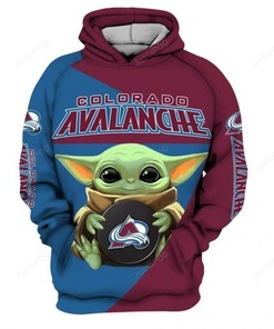 Colorado Avalanche Baby Yoda 3D Hoodie Zip Hoodie