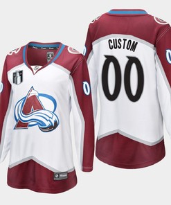 Colorado Avalanche Custom 00 White 2022 Stanley Cup Final Away Jersey Women